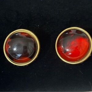 Vintage lucite acrylic red and black smoke pierced earrings